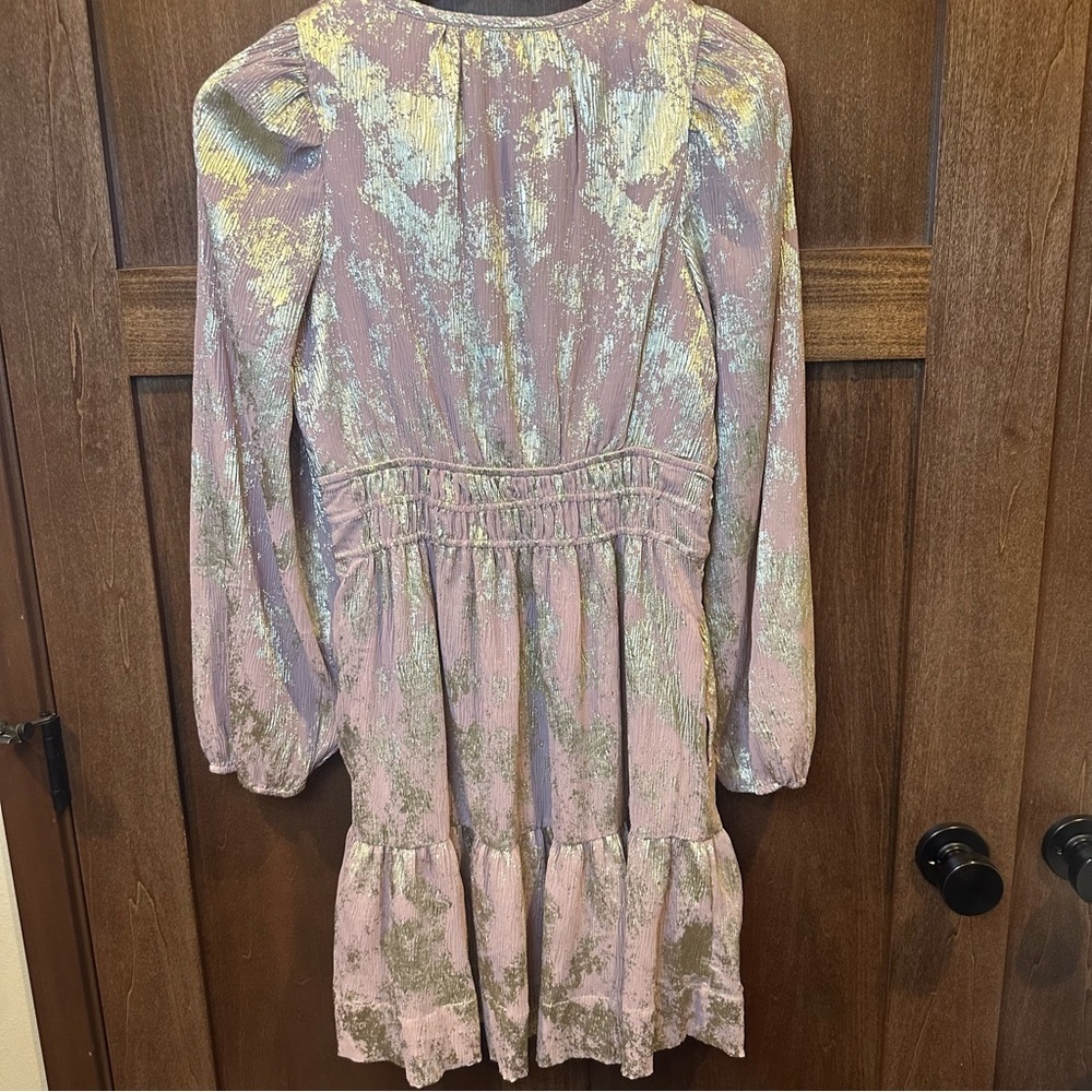 Anthropologie Somerset Mini Dress in Dusty Pink with Metallic Gold Highlights - Picture 5 of 7